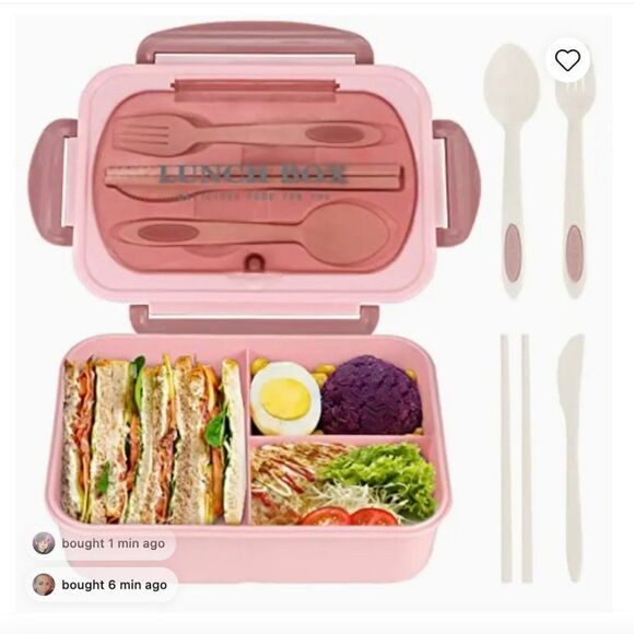 Airtight Other - NEW Portion Control Leakproof Lunch Bento Box Microwave Safe Tableware PINK ONLY